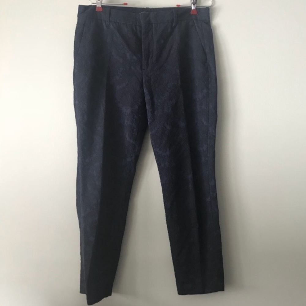 Zara Embossed Navy Career Pants